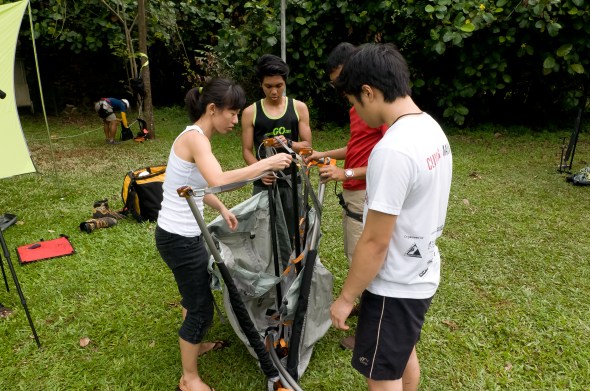 Ground Manager sorting out the portaledge before we haul it up (Photo By Andrew Ong)