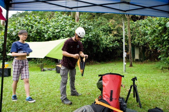 Uncle Chua helping out the tree setup