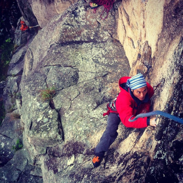 Kay Tuck looking very serious with the traverse