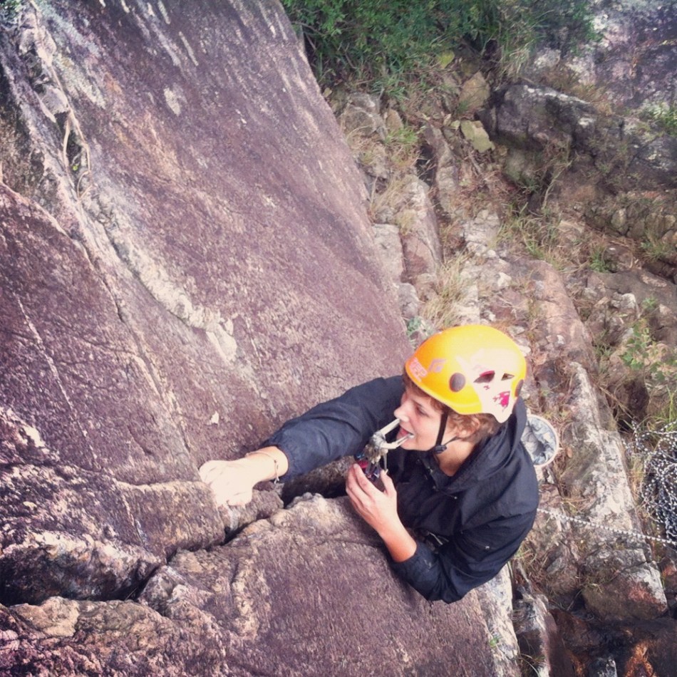 Kate calming her nerves to place some nuts