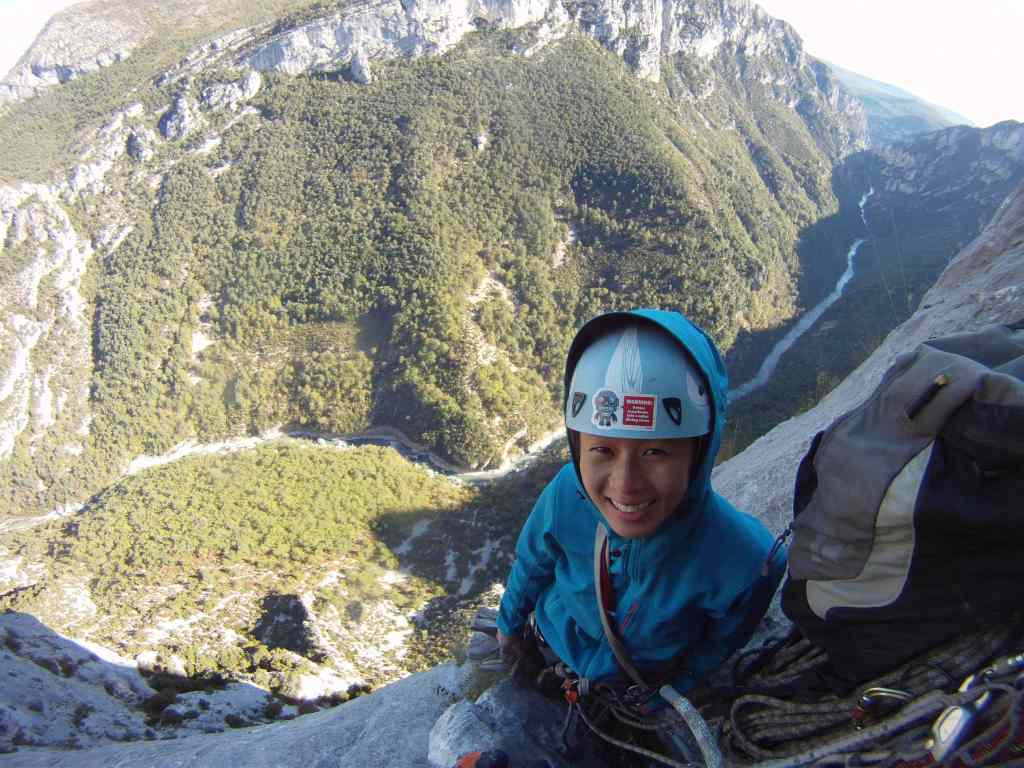 On cold days in the shade on Reve D'argent. Getting some lessons on face climbing