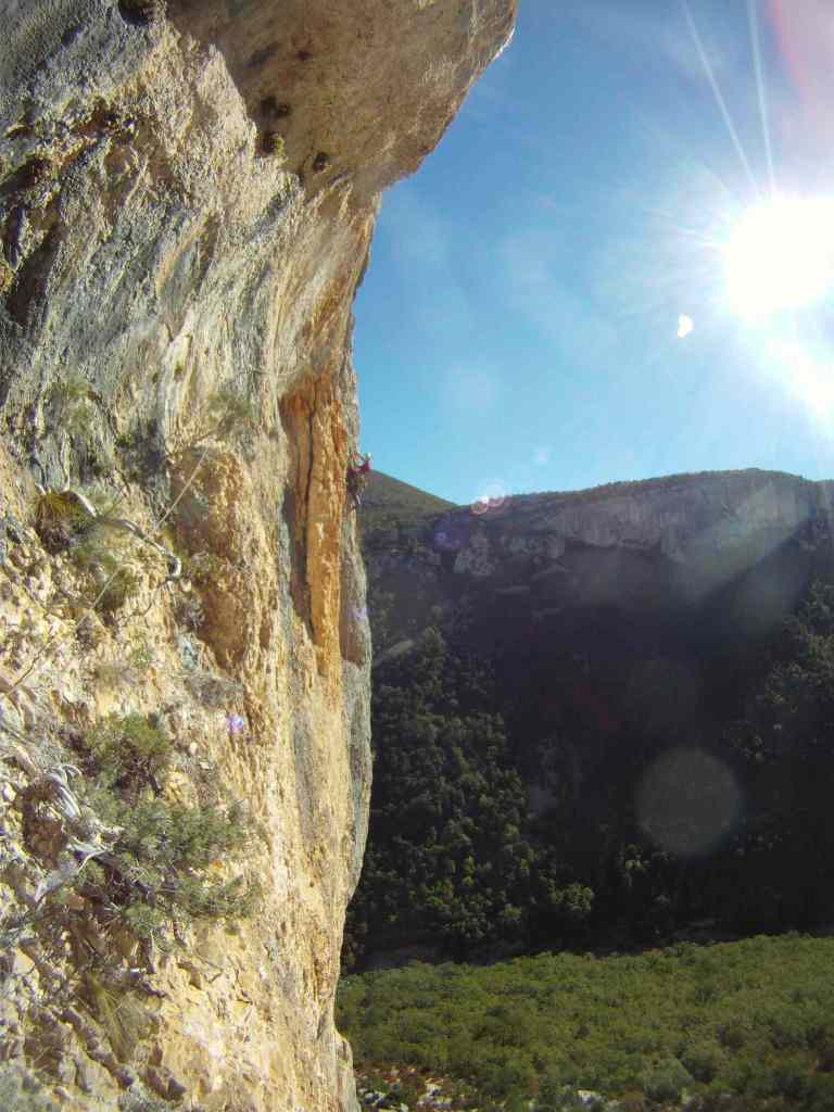 Kelly on the down climb pitch