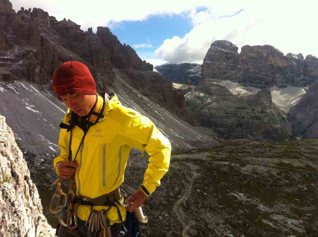 Racking up before starting the route