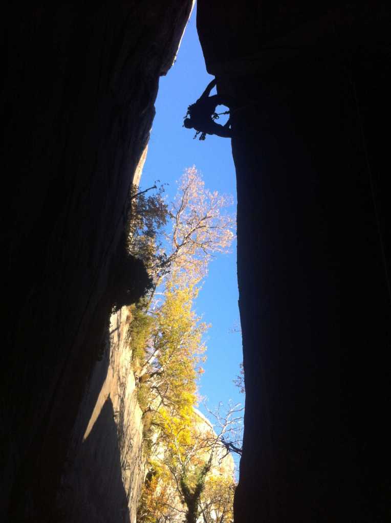The hardest trad route I have tried ground up insight attempt. Yes I know you cannot see shit, but from how much my ass was sticking out shows the steepness of the climb. =)