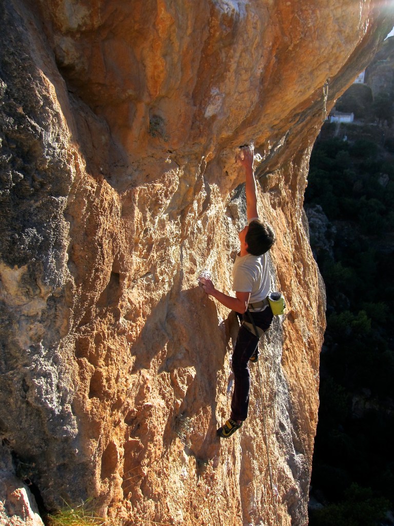 That's me reaching for the thank god tufa after the crux