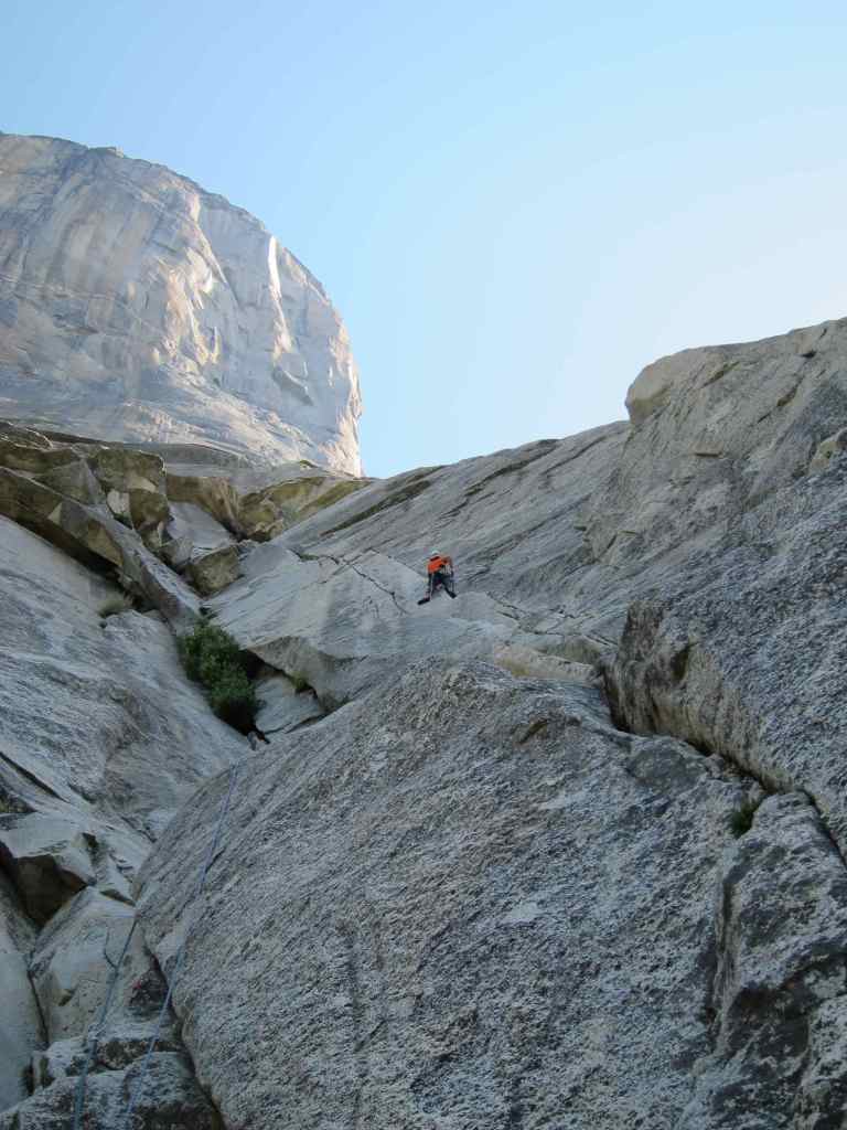 Starting off the first pitch of Salathe wall (the first 10 pitch is commonly done as a multi pitch route also known as the Free Blast) 