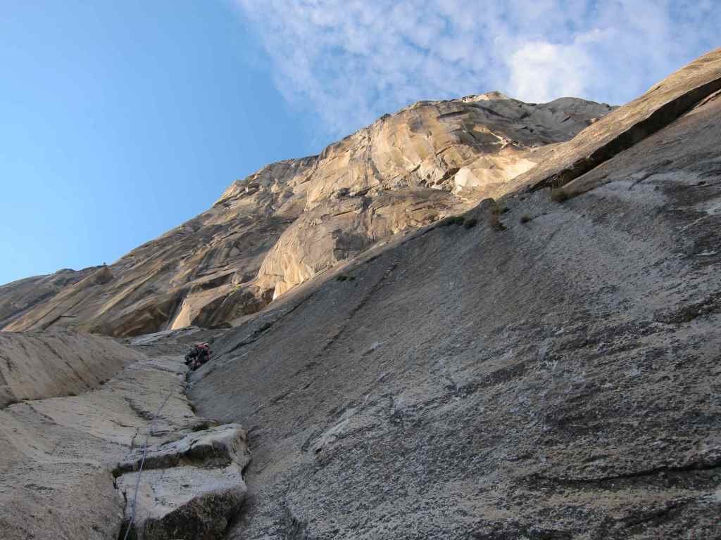 Finishing up the last 2 pitch of Freeblast with easy climbing