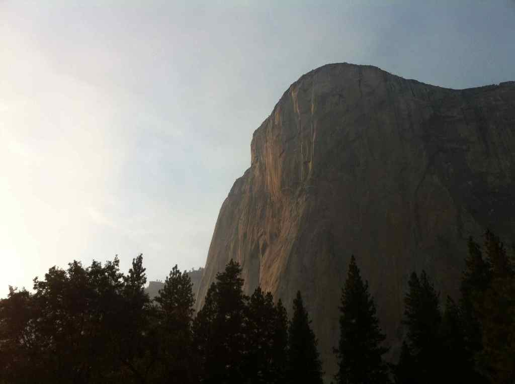 While soaking in the Merced river, El Cap is staring down at us with the sunset on it