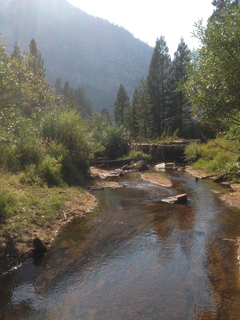 Crossing the river to the climbers trail