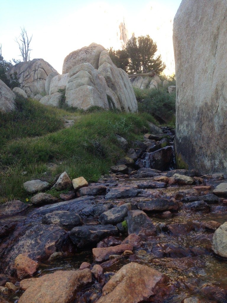 Getting water before the heading to our bivy site