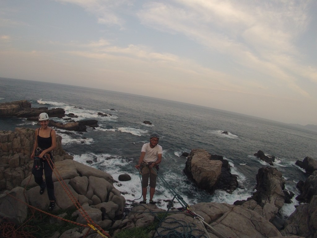 Silvia and Sze ping, leading their first mock multi pitch on trad. 